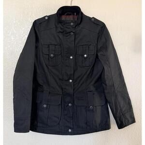 New Barbour Winter Defense Water Reistant Waxed Cotton Jacket In Black Sz 8 $465